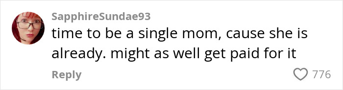 Comment about a dad losing a baby at a store, discussing single motherhood.