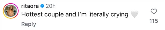 Instagram comment on a post about Kristen Stewart and wife Dylan Meyer praising them as a couple with a gray heart emoji.