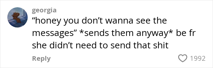 Comment on cheating revelation shows person sharing unwanted messages; highlights relationship drama.