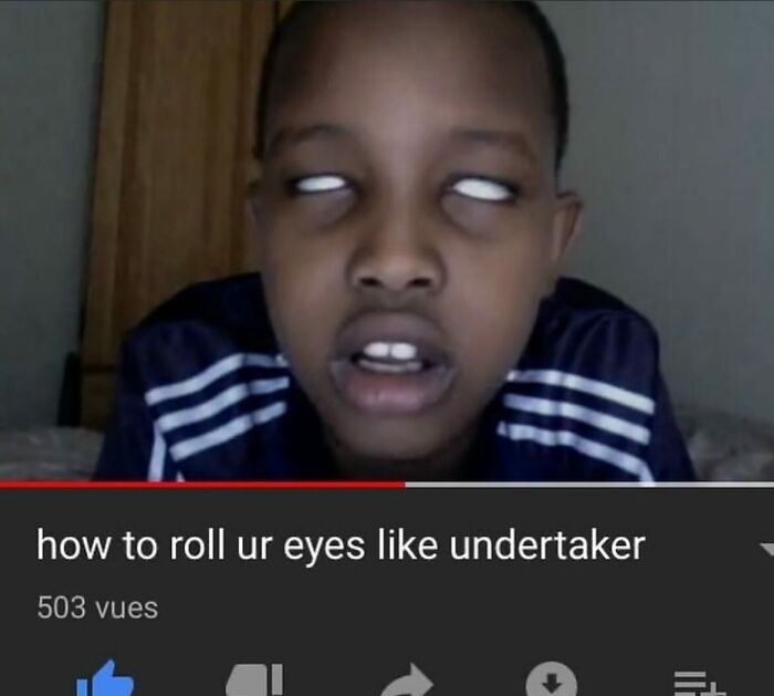 Child rolling eyes comically, imitating the Undertaker, showcasing funny content from Instagram accounts.