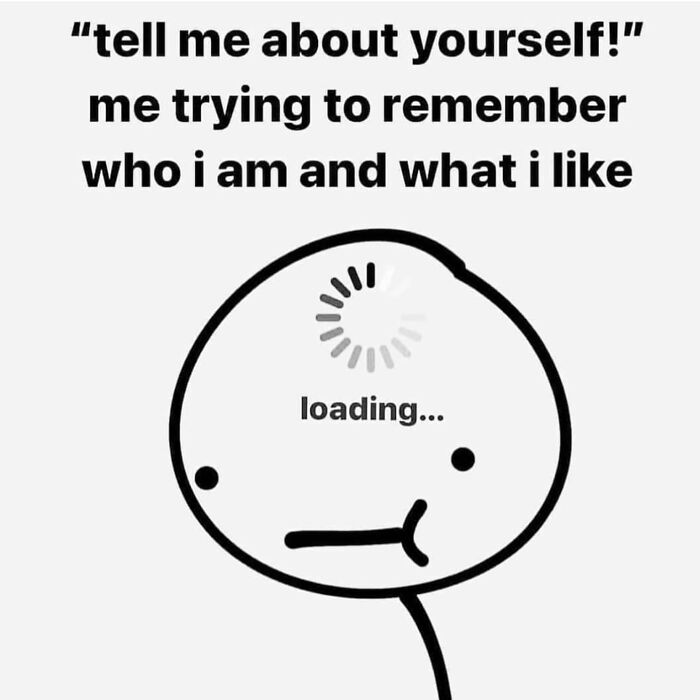 Stick figure meme with "loading..." on forehead, humorously illustrating a relatable moment.