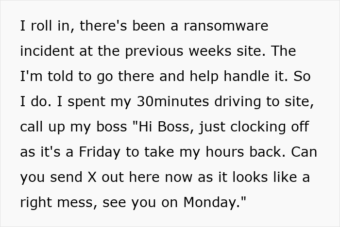 Company Bans Overtime, Employee Obliges And Leaves During A Full-Blown Crisis
