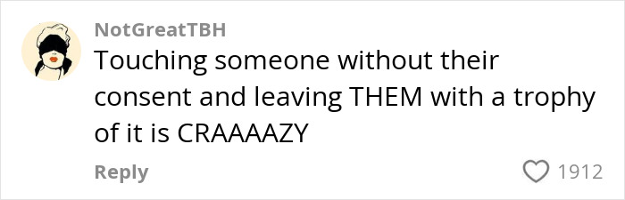 Comment reacting to a viral video about a stranger braiding a woman's hair while she slept on a flight.