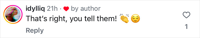 Comment praising an airline worker's speech with clapping and relieved emojis.