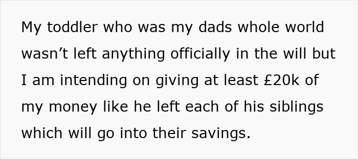 Woman inherits late father’s estate and feels guilty for not fulfilling every wish while planning money distribution to family. Woman inherits late father’s estate and feels guilty for not fulfilling every wish while planning money distribution to family.
