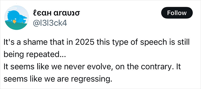 Tweet criticizing gender roles in 2025, highlighting the issue of men going out while women stay home. Tweet criticizing gender roles in 2025, highlighting the issue of men going out while women stay home.