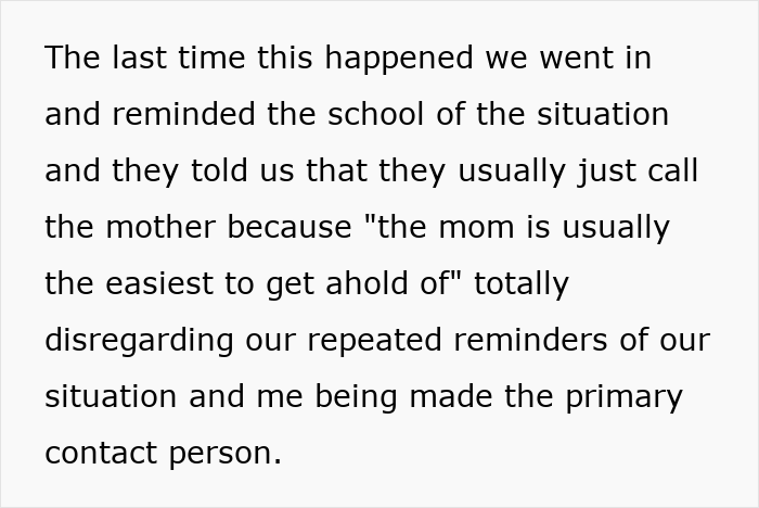 School criticized for calling mom instead of dad for emergencies despite requests. School criticized for calling mom instead of dad for emergencies despite requests.
