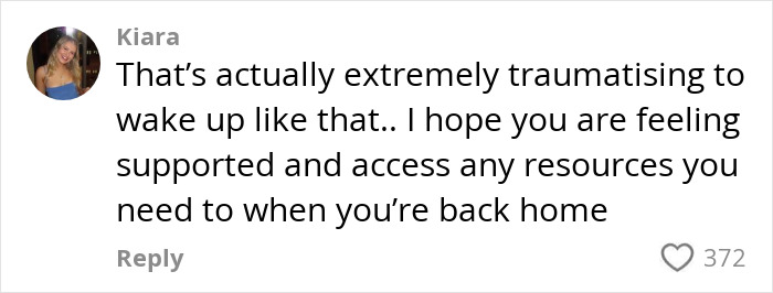 Comment expressing support after an incident at an Airbnb during Coachella, emphasizing a traumatic experience. Comment expressing support after an incident at an Airbnb during Coachella, emphasizing a traumatic experience.