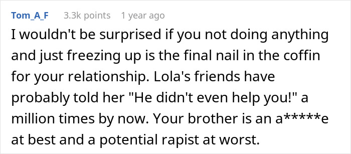 Comment discussing prank consequences on relationship dynamics and family issues.