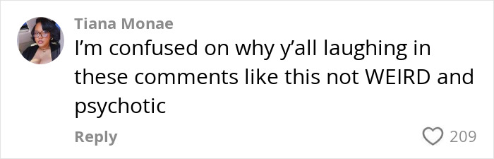 Comment discussing a flight incident involving hair braiding, described as weird and psychotic.