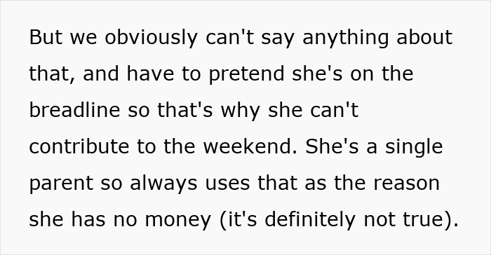 Text discussing family dynamics and excuses, related to feeling annoyed by no-gifts situations.
