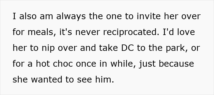 Text about modern grandparenting double standards, discussing lack of reciprocal visits and childcare offers.