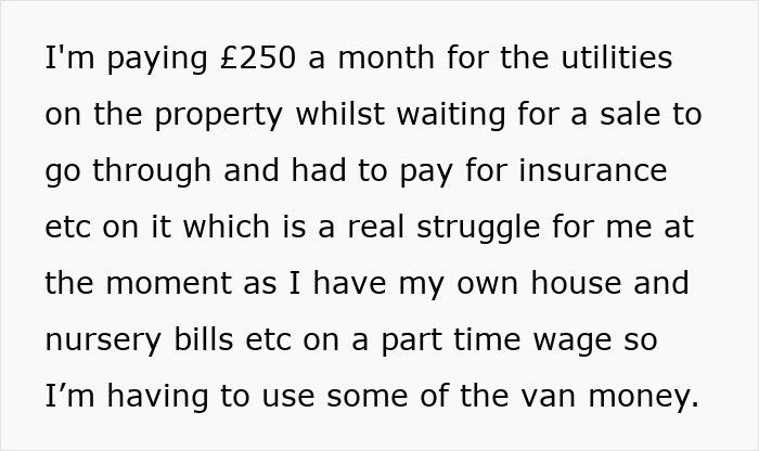 Text excerpt discussing financial struggles while managing a late father's estate and related expenses. Text excerpt discussing financial struggles while managing a late father's estate and related expenses.