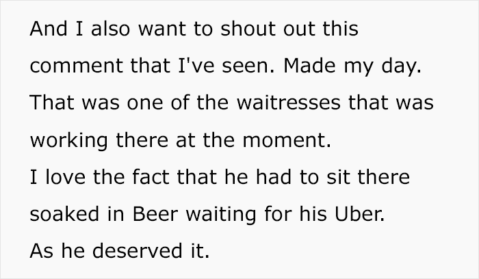 Text message revealing a cheater soaked in beer, waiting for an Uber, highlighting infidelity drama.