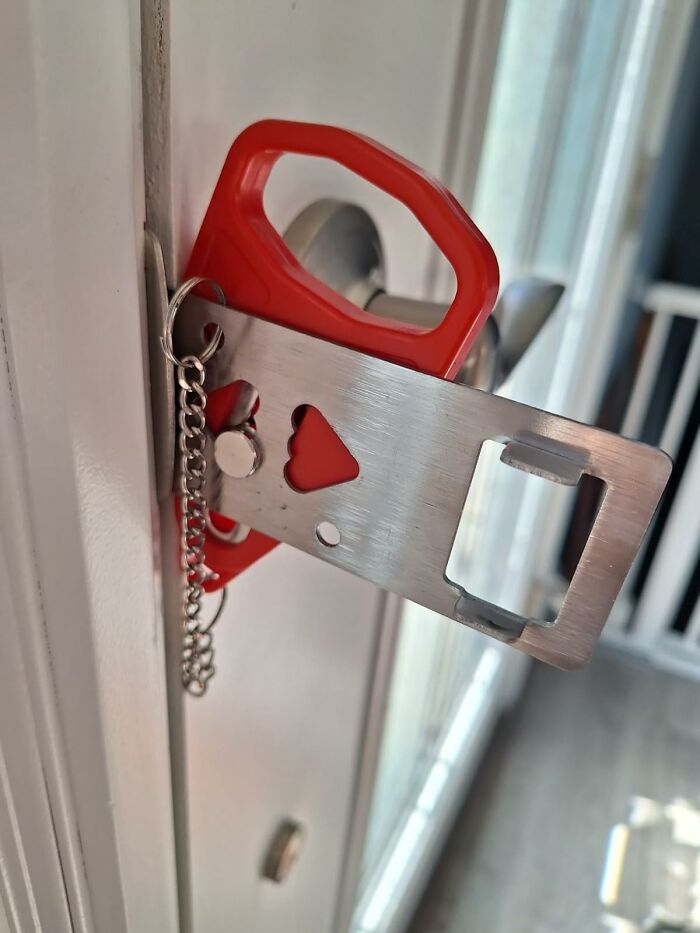 Portable door lock for living solo, providing extra security and backup.