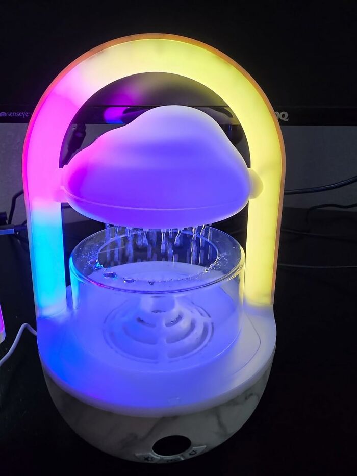 A cloud-shaped lamp with colorful LED lights, one of the show-stopping finds.