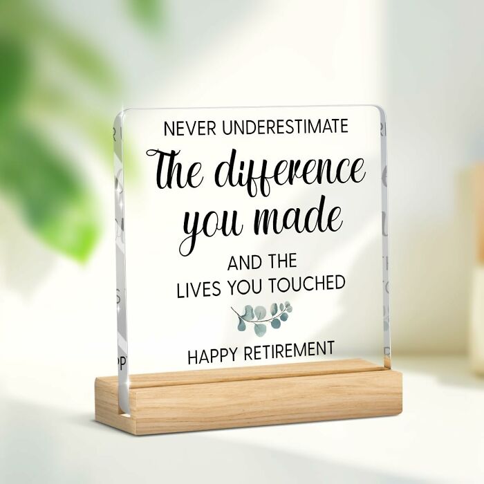 Retirement gift with inspirational quote, part of a low-cost Amazon haul.