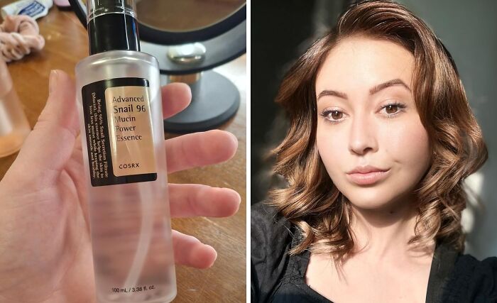 Person with styled hair and hand holding a skincare bottle, symbolizing fresh start and no-stress changes this spring.