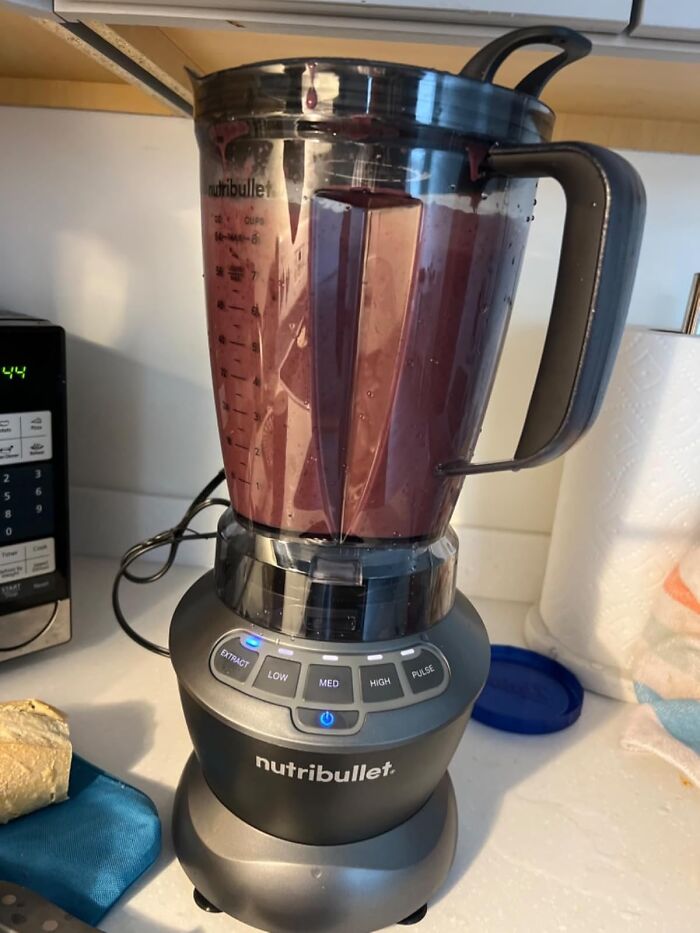 Blender with a purple smoothie, embodying a fresh start with no-stress changes this spring.