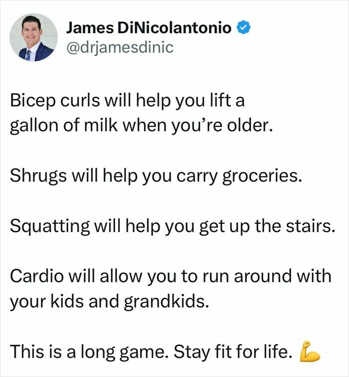 Doctor shares health tips on strength exercises to maintain mobility, carry groceries, and enjoy activities with family.