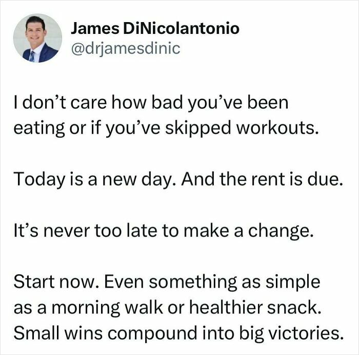 Doctor shares motivational health tips, emphasizing starting small for big victories.