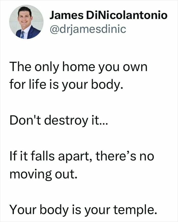 Doctor shares a health tip: "Your body is your temple, don't destroy it."