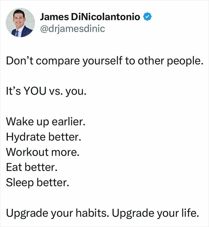 Doctor shares health tips on self-improvement: wake up earlier, hydrate, workout, eat, and sleep better.