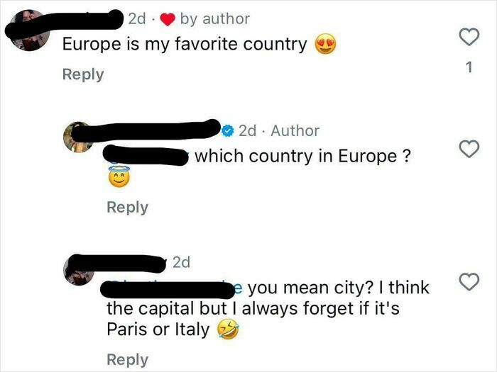 Social media comments showcasing cringe-worthy geography misconceptions.