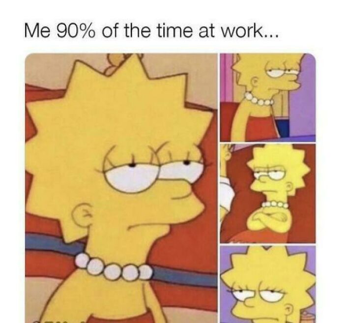 Funny work meme featuring a cartoon character looking unimpressed in various poses.