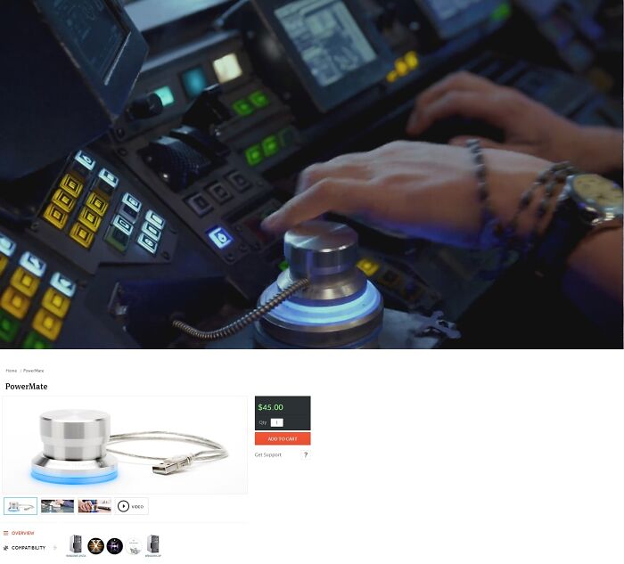 Creative filmmakers use a PowerMate k**b as a futuristic control panel prop.