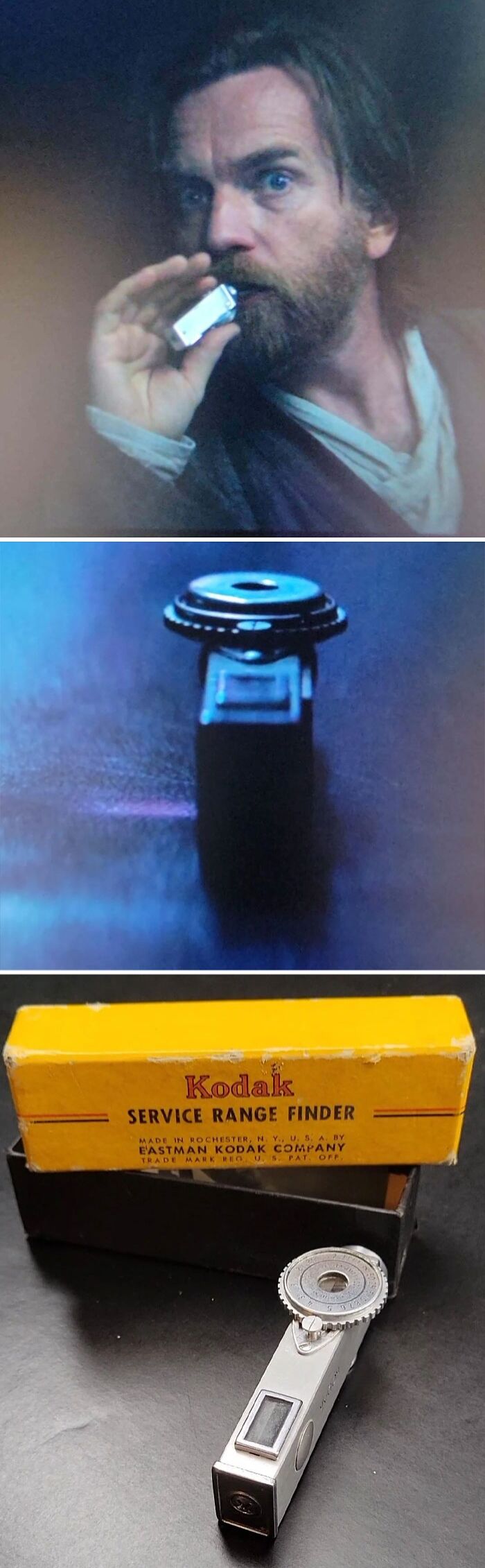 Filmmaker creativity shown with Kodak range finder used as a film prop.