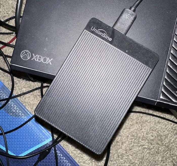 External hard drive and Xbox console from Amazon review club selection.