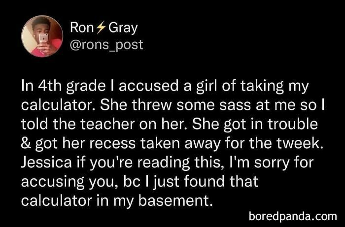 Millennial humor meme about a childhood misunderstanding and found calculator.