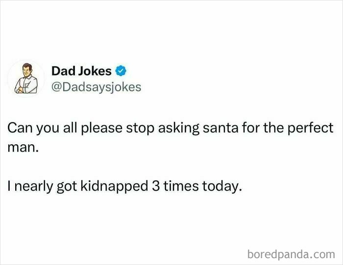Dad joke text about Santa and the perfect man from a popular IG account.