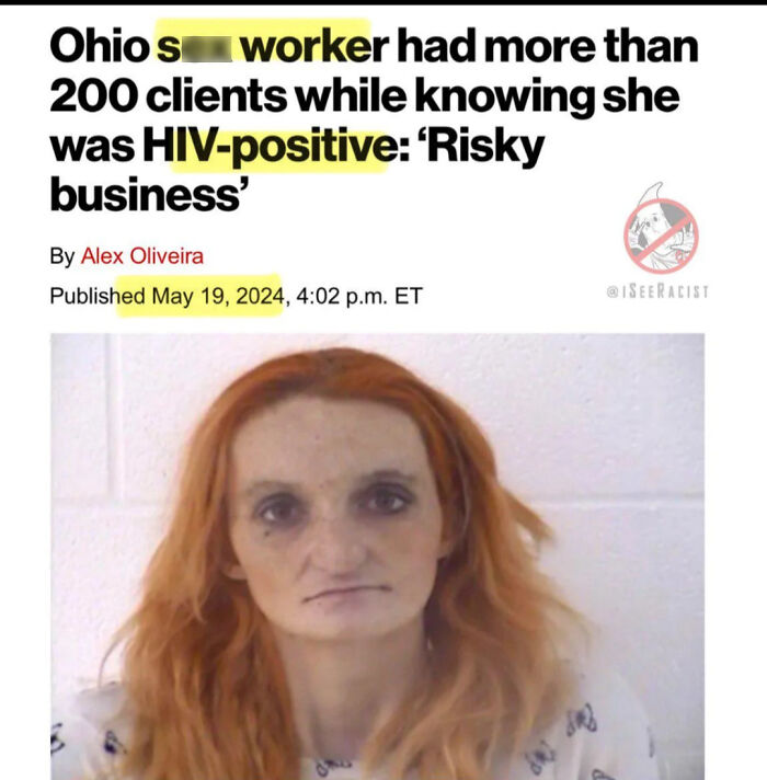 A news headline about an Ohio worker accused of risky behavior while HIV-positive.