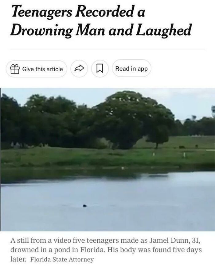 Teenagers film a tragic incident at a Florida pond, capturing public outrage online.