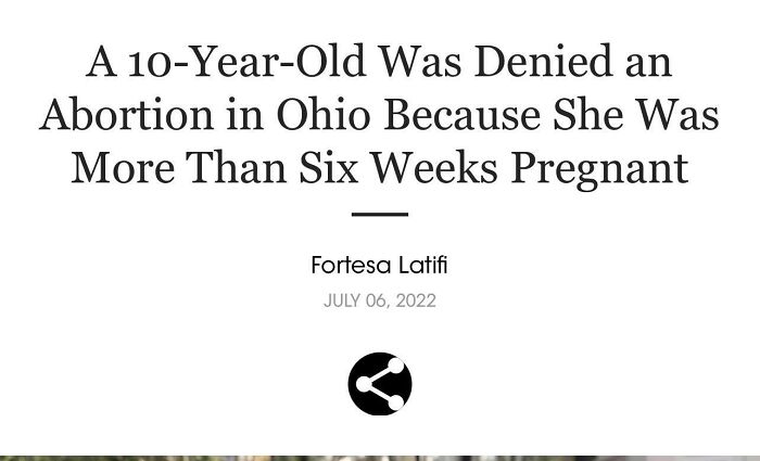 A headline about a denied abortion in Ohio, showcasing online outrage.