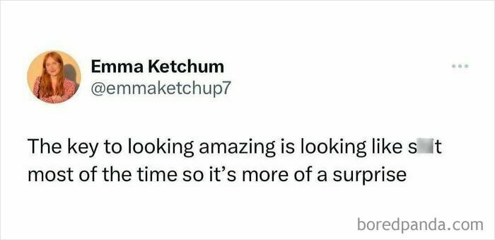 Funny and relatable meme about contrasting appearances with a humorous twist.