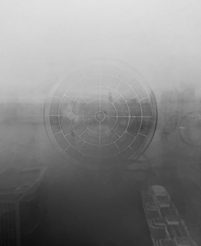 Eerie, foggy ventilation grate discovered in a new home, creating a creepy atmosphere.