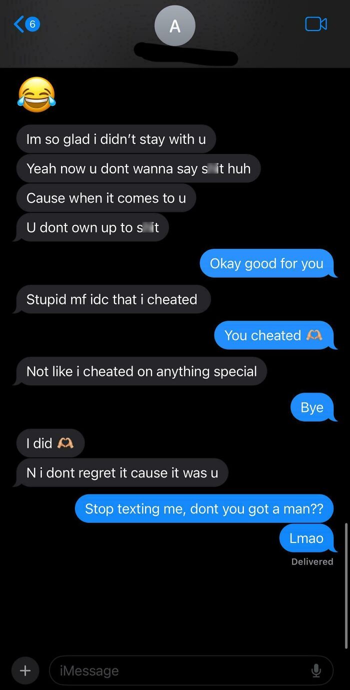 Text exchange with an ex arguing, highlighting a difficult past relationship.