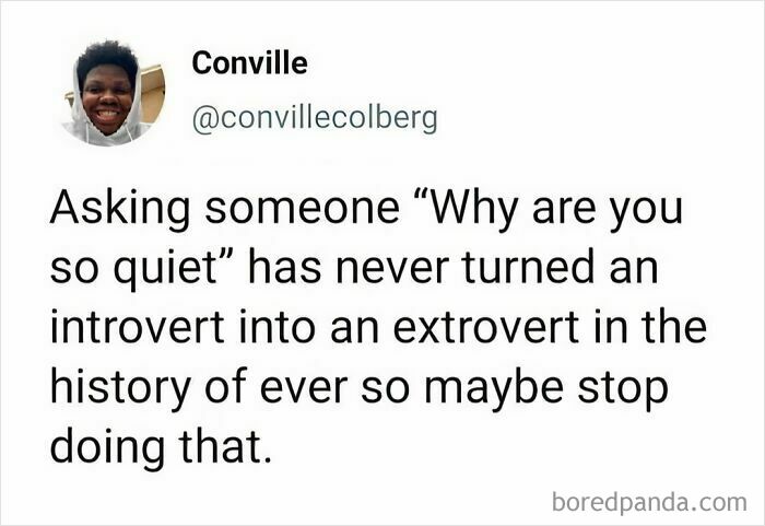 Relatable anti-social meme about introverts and extroverts with humorous advice on social interactions.