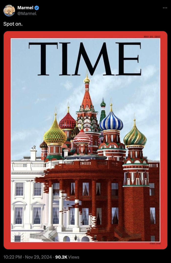 Time magazine cover blending iconic structures, illustrating unfiltered thoughts from White People Twitter.
