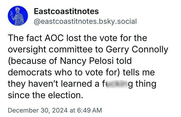 Twitter post expressing frustration over AOC losing a committee vote.