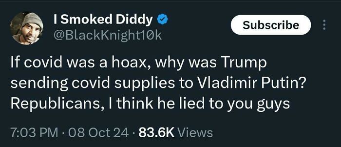 Tweet questioning Trump's actions during Covid, sparking chaos on White People Twitter.