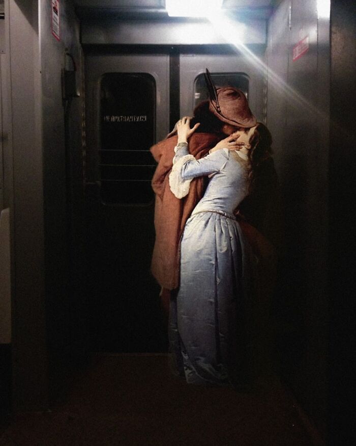 Classical figures in a modern subway setting by Alexey Kondakov.