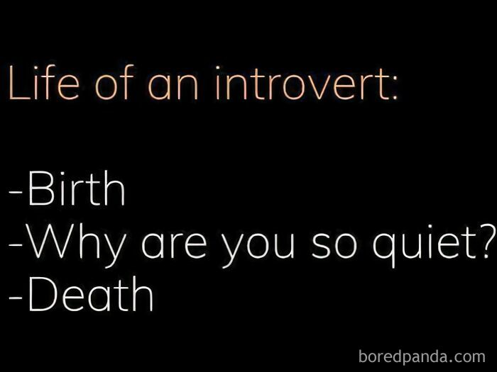 Introvert's life stages: Birth, "Why are you so quiet?", Death.