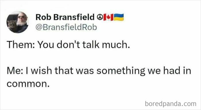 A humorous meme on introverts featuring a witty text exchange about talking less.