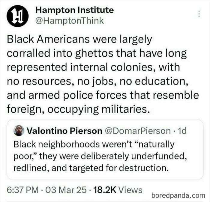 Social media post criticizing capitalism, highlighting systemic issues faced by Black communities, with commentary on inequity.