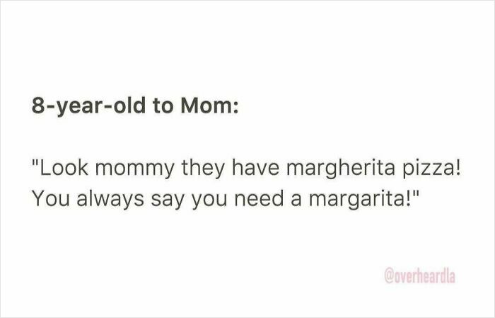 Funny conversation overheard in the streets of LA between an 8-year-old and mom about margherita pizza.
