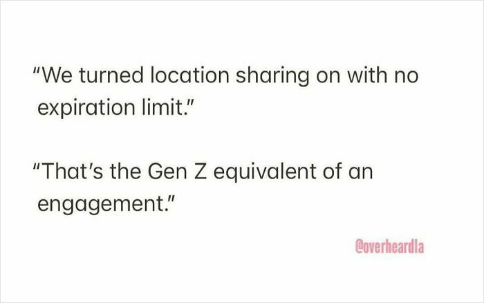 Funny conversation overheard on the streets of LA about Gen Z's view on location sharing and engagement.